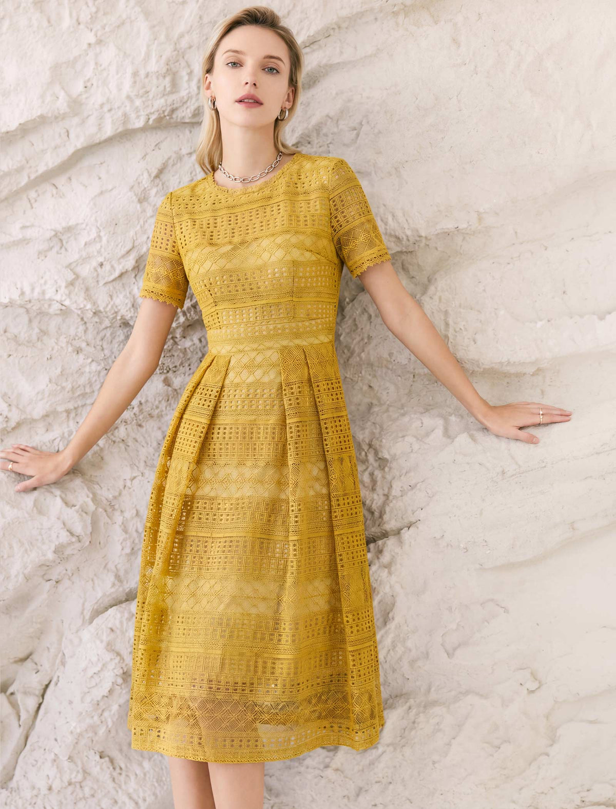 Salerno Soft Lace A-Line Midi Dress