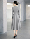 Mock Neck Long Sleeve A-Line Midi Dress