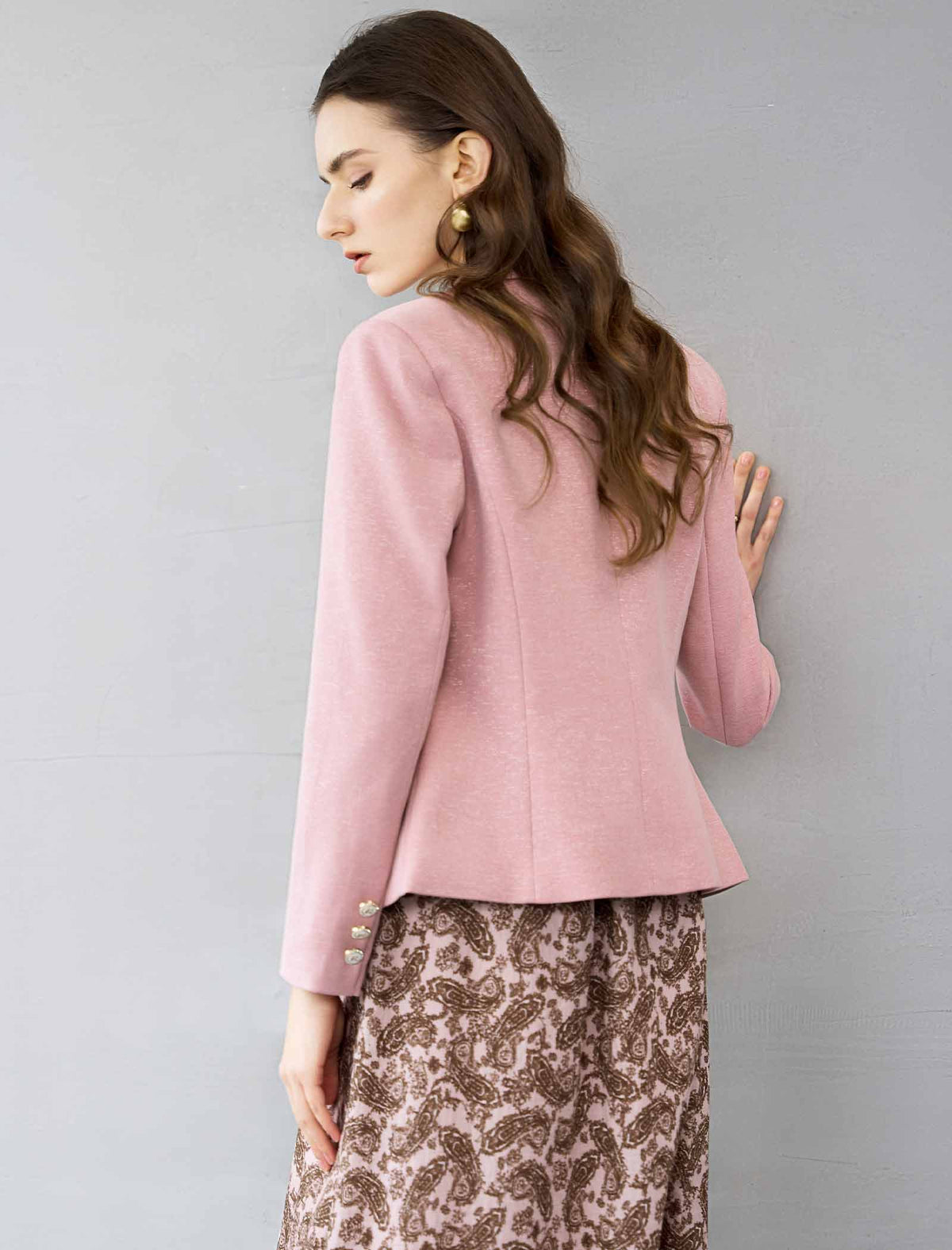 Single Button Textured Cropped Blazer