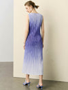 Ombre Crinkle Pleat Sleeveless Midi Dress
