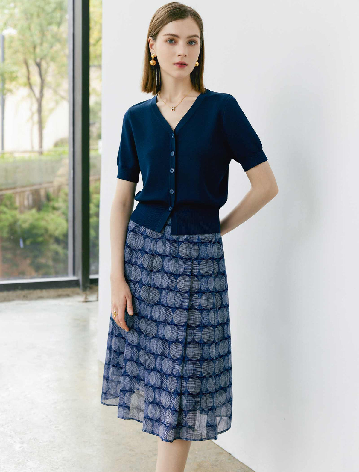 Vintage Geometric Print Skirt