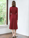 Square Neck Belted Plaid Midi Dress