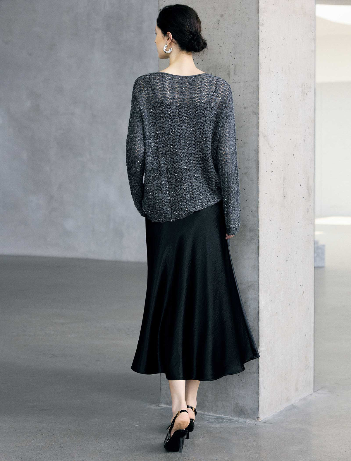 Thin Mesh Sparkly Long Sleeve Pullover