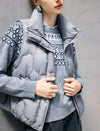 Quilted Stand-Collar Snap-Front Pocket Vest