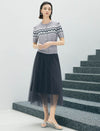 Soft Green Pleated Tulle Midi Skirt