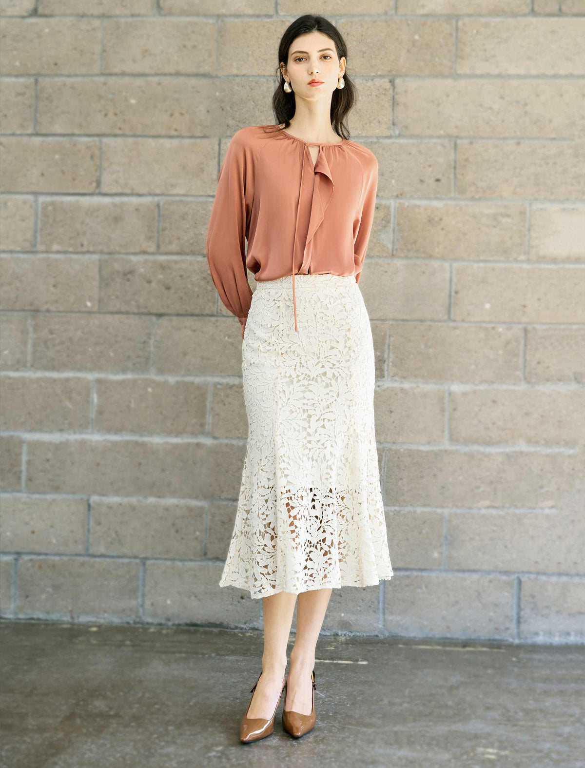 Keyhole Cutout Blouse