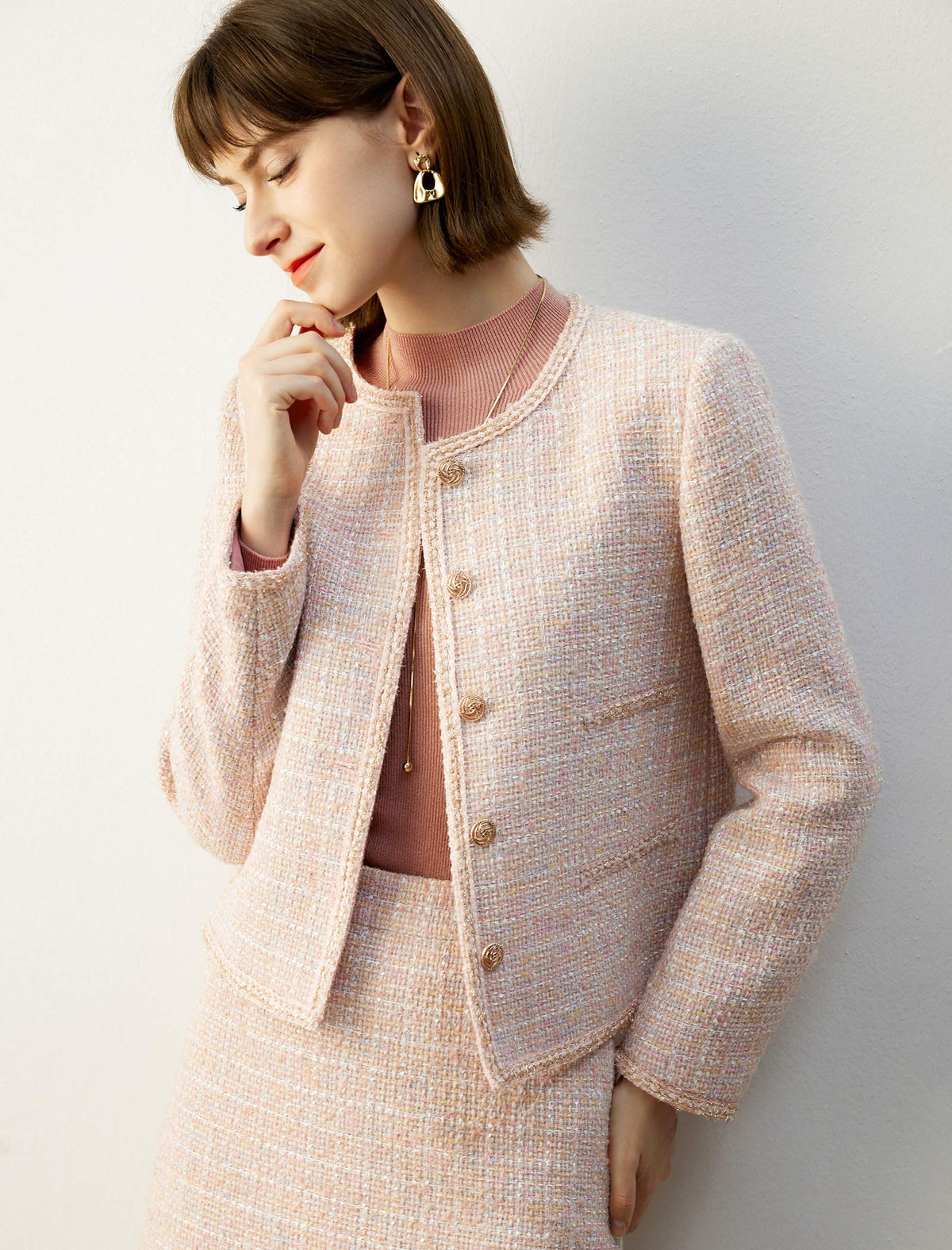 Sparkle Tweed Wool-Blend Cropped Jacket