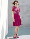 Lace Panel Waist-Cinched Fitted Dress