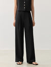 Linen Blend Wide-Leg Tailored Pants