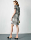 Plaid Lace Straight Short Sleeve Dress