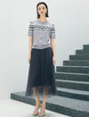 Soft Green Pleated Tulle Midi Skirt