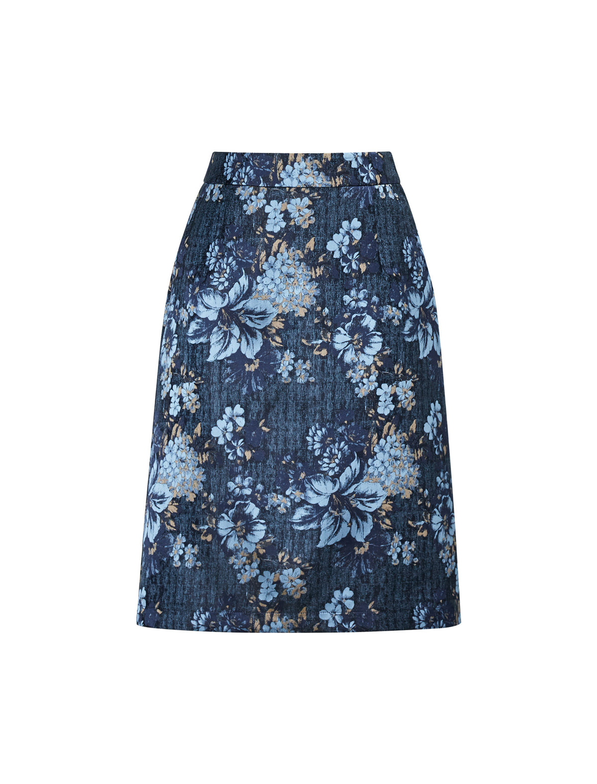 Vintage Floral Print Straight Knee-Length Skirt