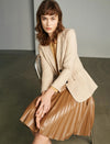 Long Sleeve Button-Front Fitted Blazer