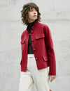 Wool Blend Button-Front Cropped Jacket