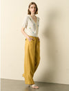 Linen Wide-Leg Drawstring Pants