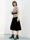 Solid Vintage Pleated A-Line Skirt
