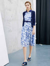 Leaf Print Contrast Trim Shirt Dress