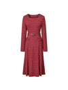 Square Neck Belted Plaid Midi Dress