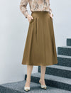Pleated High Waist A-Line Midi Skirt