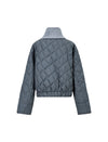 Diamond-Quilted Baseball-Collar Drawstring Cropped Puffer Jacket
