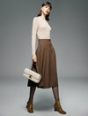 Pleated A-Line Midi Skirt