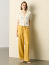 Linen Wide-Leg Drawstring Pants