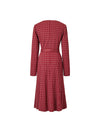 Square Neck Belted Plaid Midi Dress