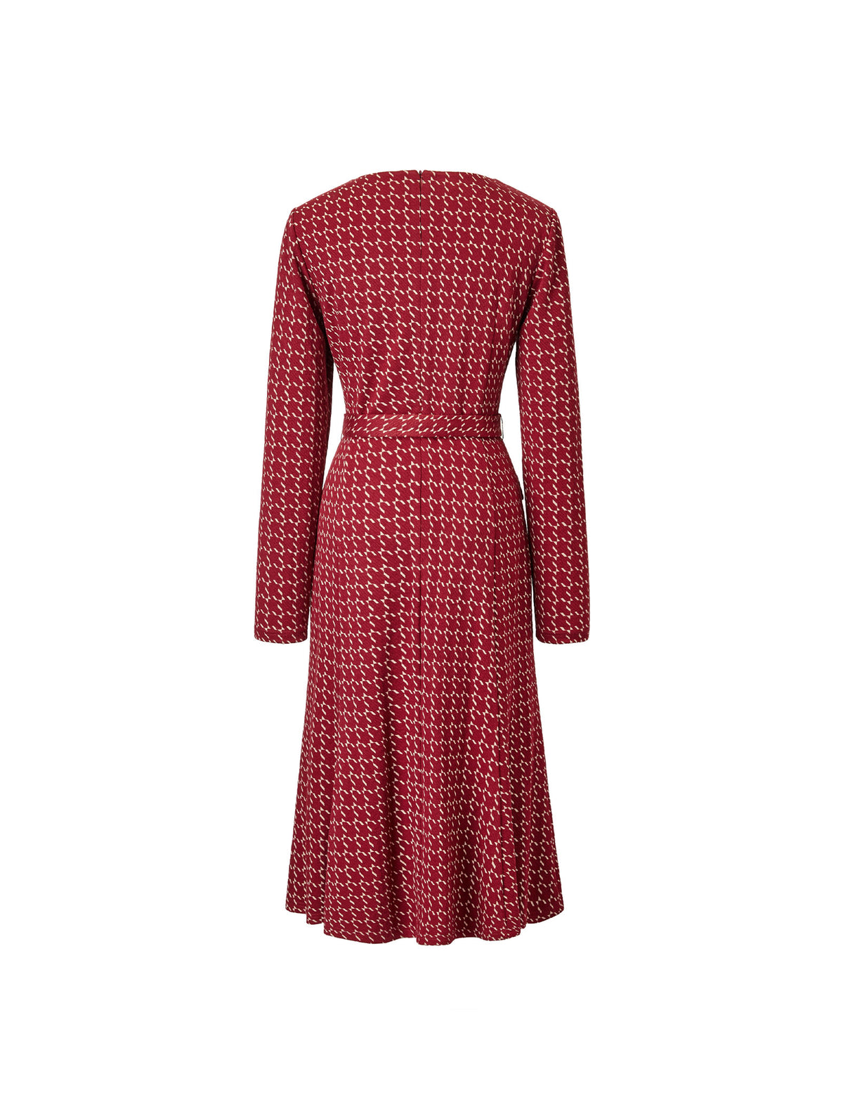 Square Neck Belted Plaid Midi Dress