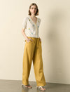 Linen Wide-Leg Drawstring Pants