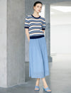 Pleated High-Waist Midi Skirt