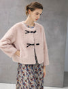 Frog-Button Toggle-Front Crewneck Cropped Jacket