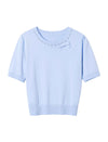 Bow Detail Embellished Neckline Knit Top