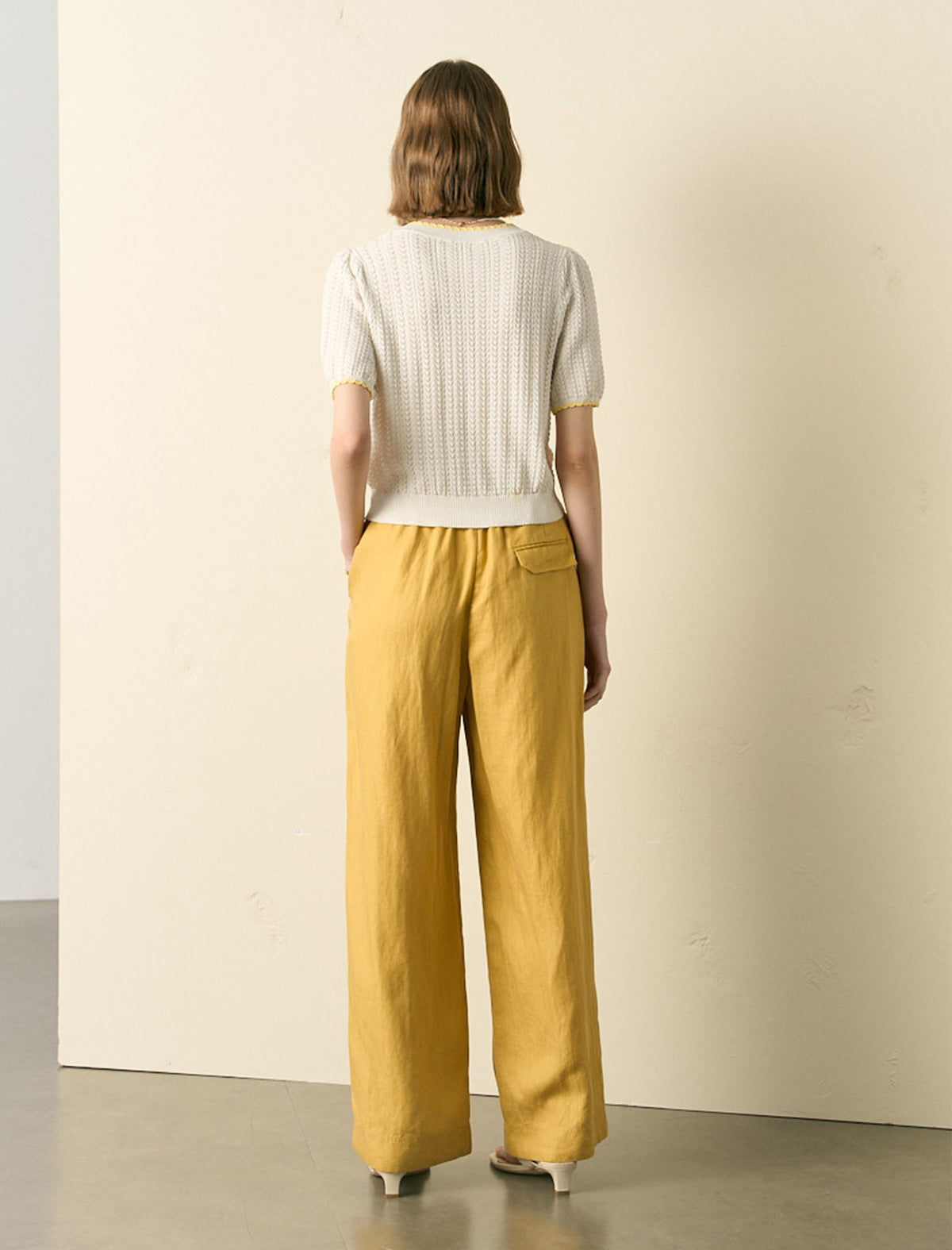 Linen Wide-Leg Drawstring Pants