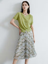 Vintage Floral Pleated A-Line Skirt