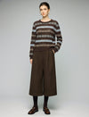 Wool Blend Geometric Stripe Crewneck Sweater