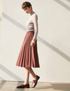 Pleated A-Line Midi Skirt