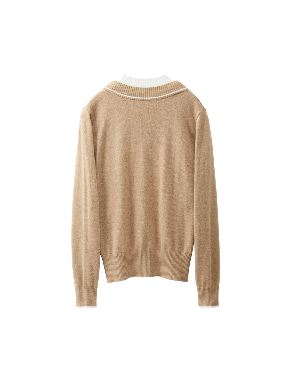Contrast Trim V-Neck Layered Knit Cardigan