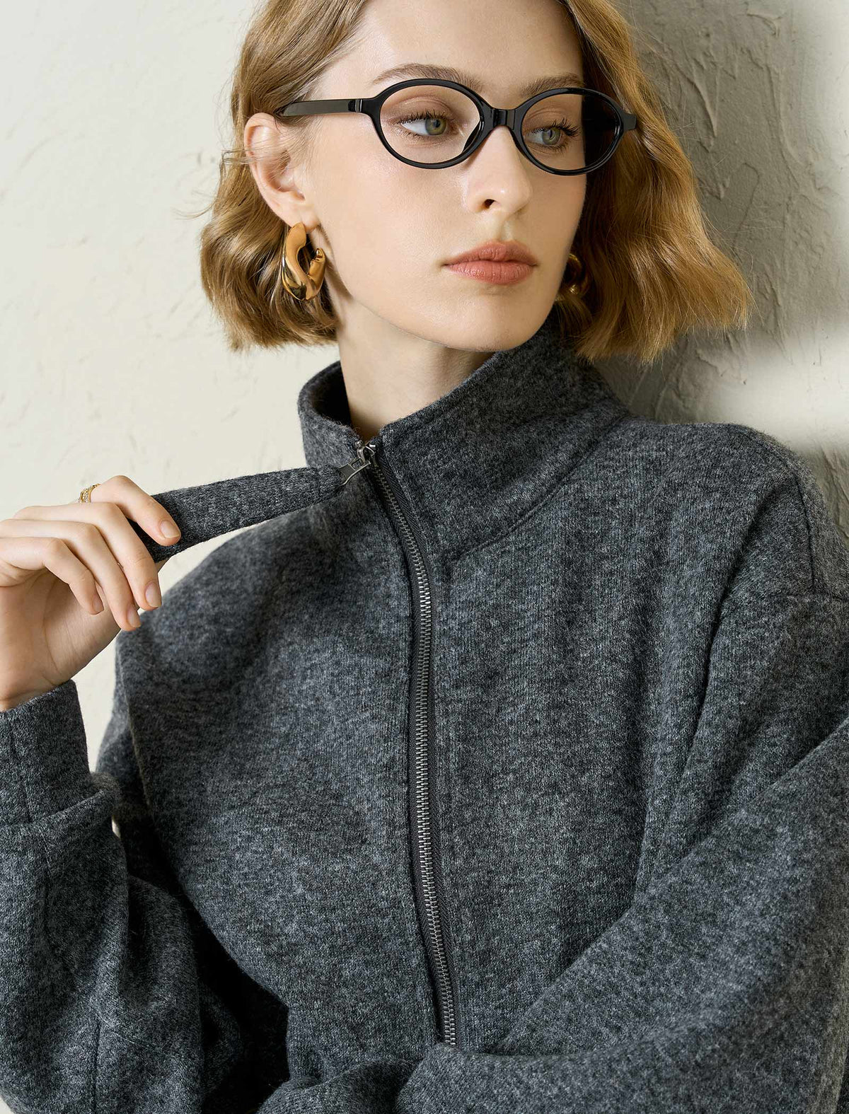 Heathered Wool-Blend Zip-Up Tracksuit Set