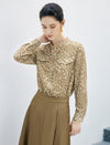 Floral Print Ruffle Neck Long Sleeve Blouse