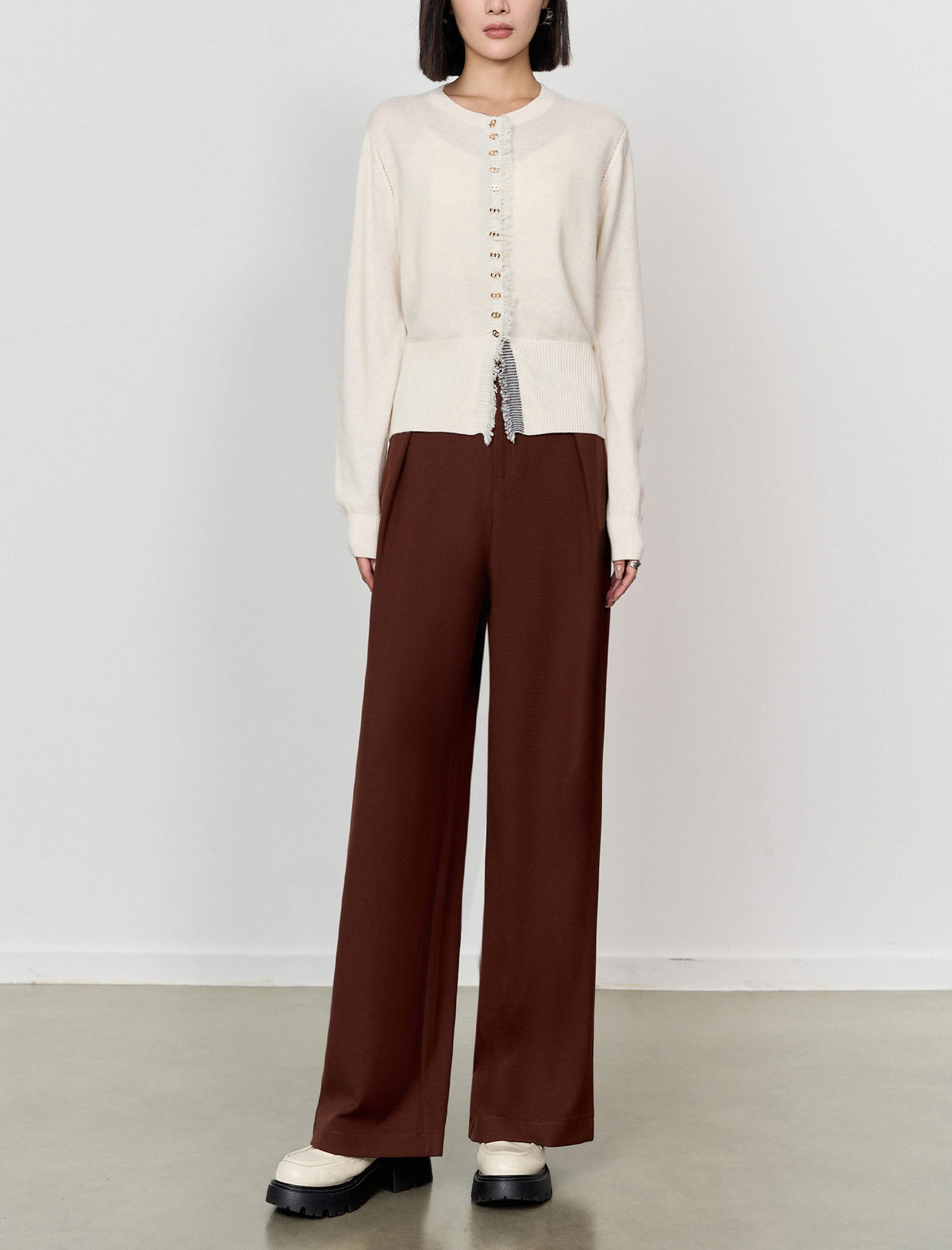 High Waist Wide‑Leg Long Trousers