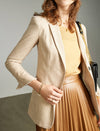 Long Sleeve Button-Front Fitted Blazer