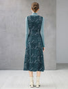 Embroidered Paisley Crewneck Sleeveless A-Line Midi Dress