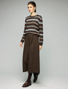 Wool Blend Geometric Stripe Crewneck Sweater