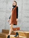 Wool Blend Knit V-Neck Sleeveless Dress