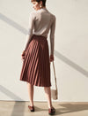 Pleated A-Line Midi Skirt
