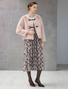 Frog-Button Toggle-Front Crewneck Cropped Jacket