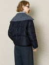 Knit-Collar Zip Up Down Jacket