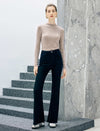 Wool mock neck long sleeve knit top