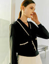 V-Neck Layered Tie-Front Long Sleeve Shirt