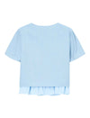 Light Blue Ruffle-Hem Short Sleeve Blouse